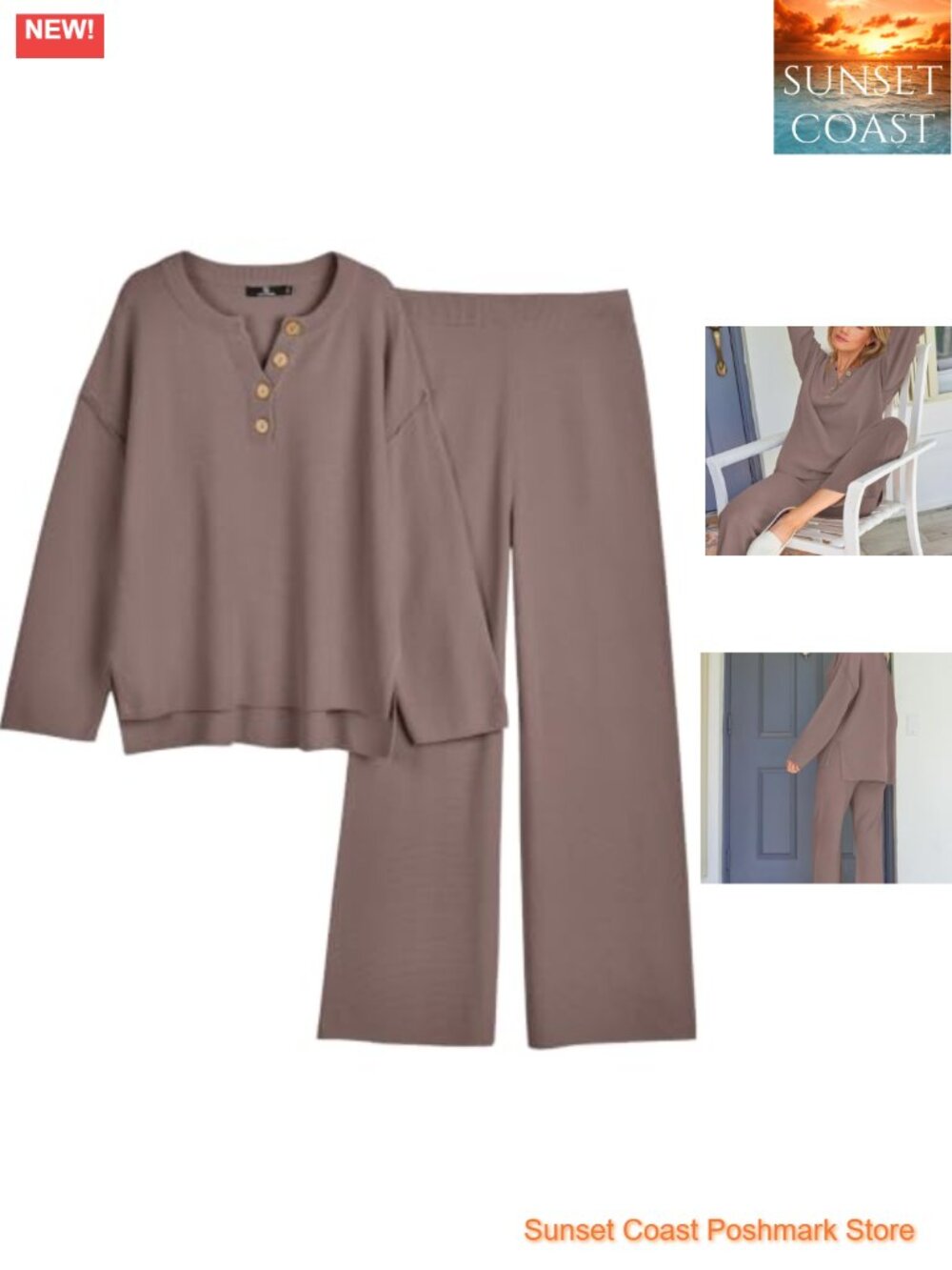 2 Piece Oversized Slouchy Lounge Set Sweater & Wide Leg Pants